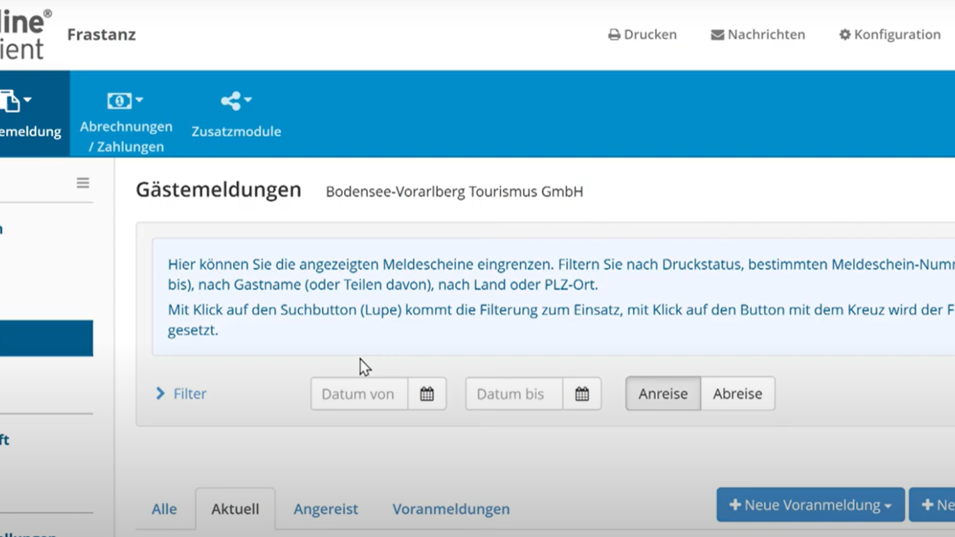 Voranmeldung in Meldeschein umwandeln und unterschreiben Voranmeldung in Meldeschein umwandeln und unterschreiben