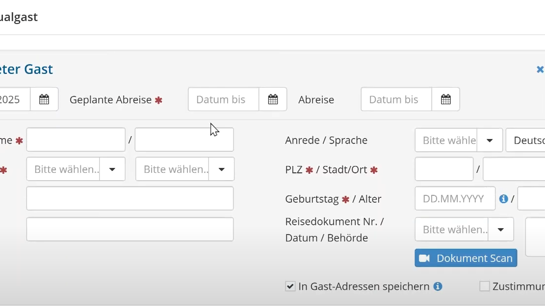 Meldung Gast Meldung Gast